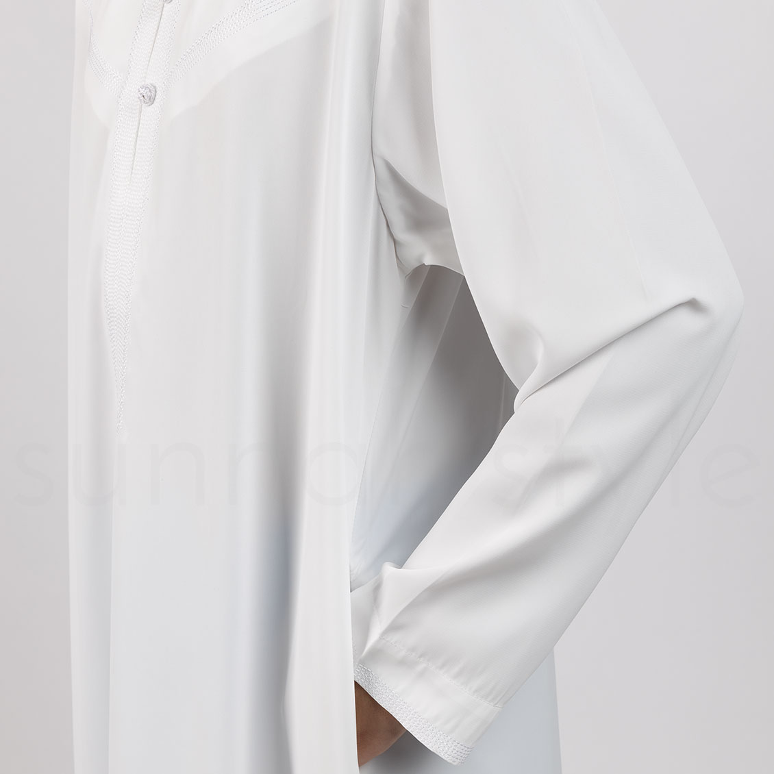 Sunnah Style Boys Omani Embroidered Thobe Child White